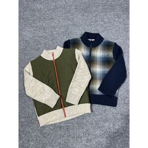 Cat & Jack Toddler Size 4T Boys Zip Up Sweater Lot of 2 Sherpa Lined